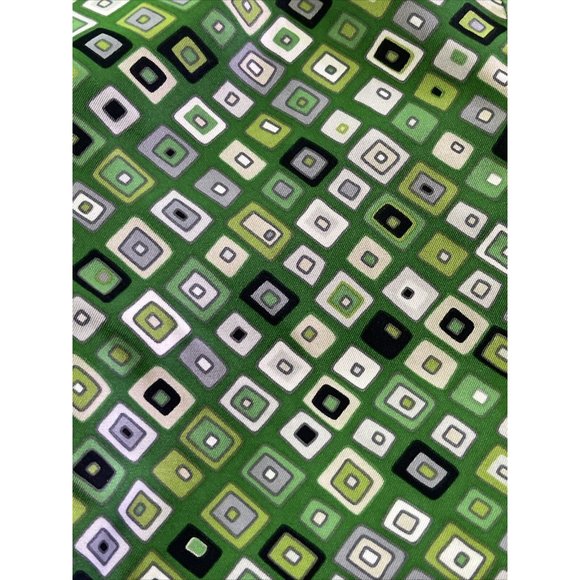 Ann Taylor Women’s 6 Button Up Shirt Satin Blouse Long Sleeve Green Geometric - Picture 7 of 7